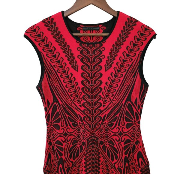 Revolve RVN Geometric Jacquard Sheath Mini Dress Womens Size L Stretchy Bodycon - Picture 3 of 7